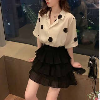 Chân váy xòe chipxinhxk 3 tầng dập ly, cạp chun dễ mặc