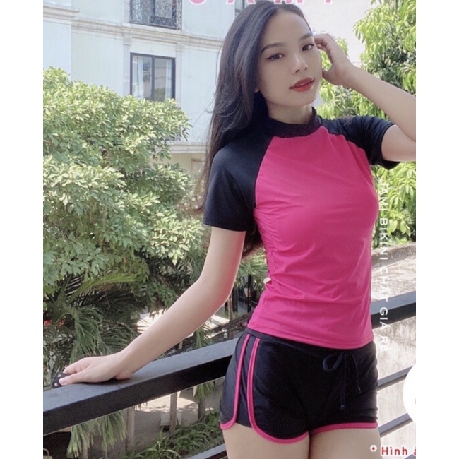 ĐỒ BƠI NỮ . Bikini cọc tay quần đùi kiểu dáng học sinh dễ thương full màu
