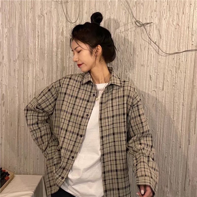 áo dài tay Sơ Mi Dáng Rộng Sọc Ca Rô flannel nam Thời Trang Hàn Quốc áo sơ mi trắng Cá Tính unisex thời trang nam áo flannel siêu đẹp áo sơ mi nam unisex sơ mi nữ form rộng