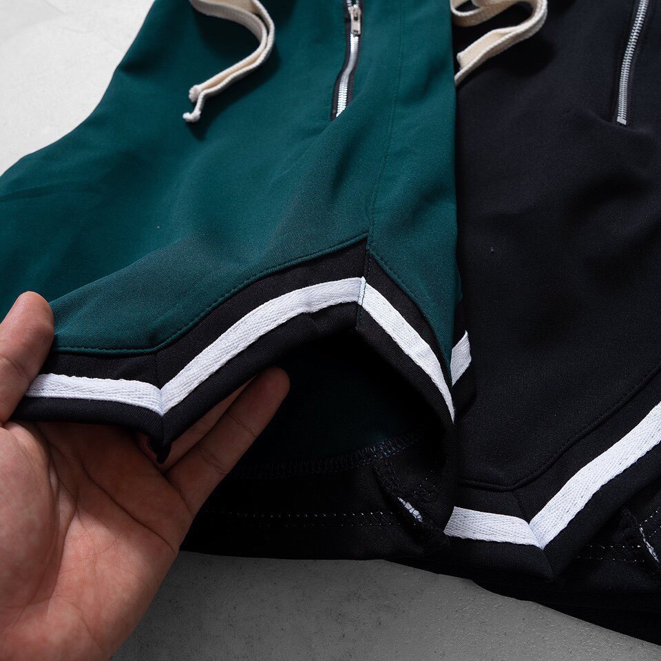 Quần short viền kẻ sọc zip kéo cao cấp thể thao unisex dày dặn | BigBuy360 - bigbuy360.vn