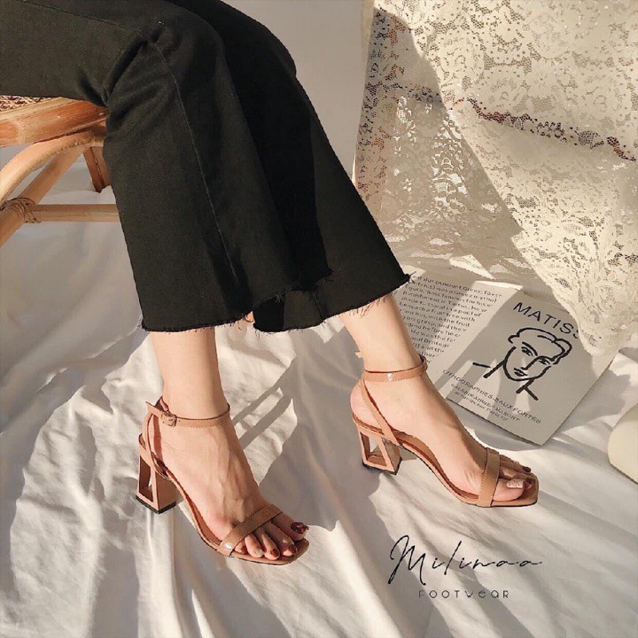 FREESHIP 50k Sandal nữ cao gót 7p - sandal cao gót quai ngang gót lỗ cực đẹp 109
