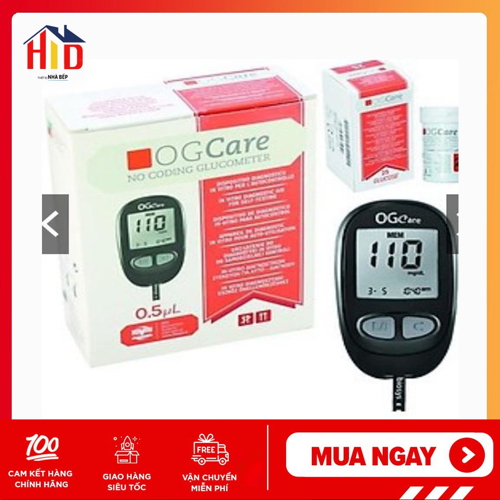 Máy Đo Đường Huyết OGCare Tặng kèm 25 Que Test ( made in ITALIA )