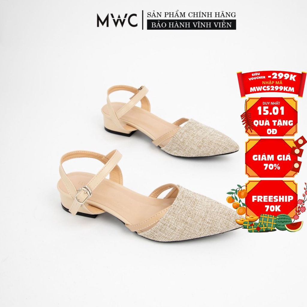 Giày Sandal Cao Gót MWC Đế Vuông 3CM Bít Mũi NUCG – 3916