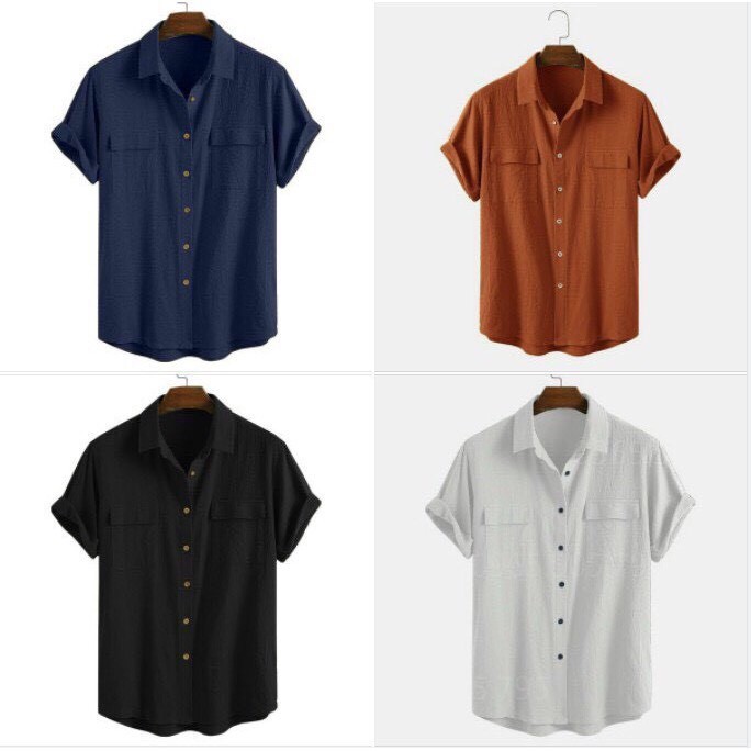 Áo đũi nam cộc tay cổ bẻ, áo sơ mi đũi túi hộp - STARSKY SM33 | BigBuy360 - bigbuy360.vn