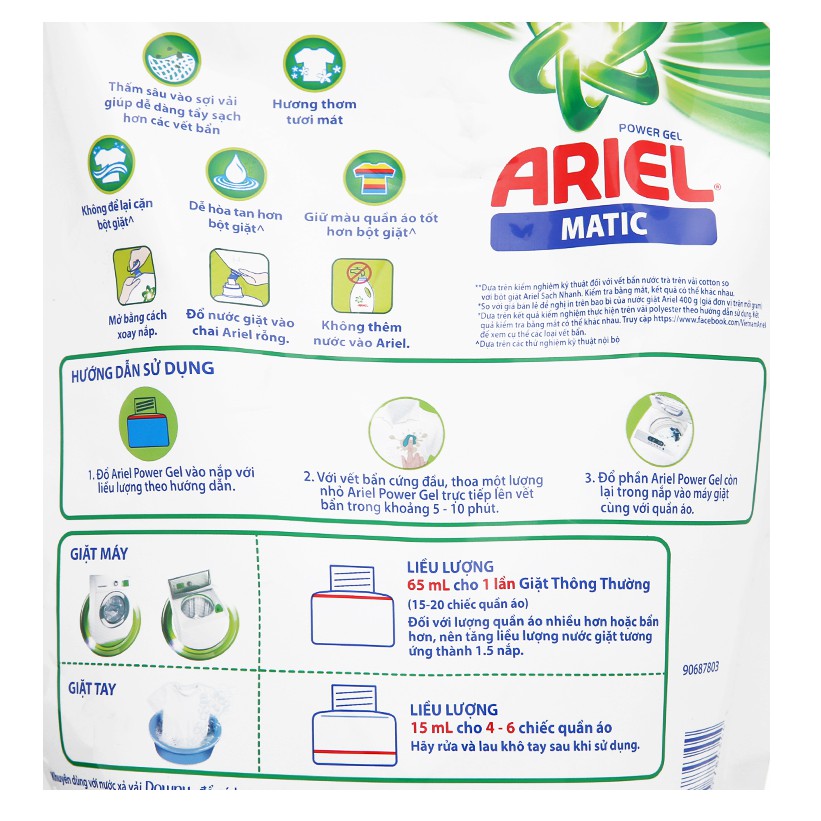 Nước giặt Ariel Matic 2,4kg