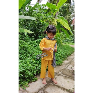 Bộ Bà Ba Cho Bé Màu Vàng Đồng (8-45kg)