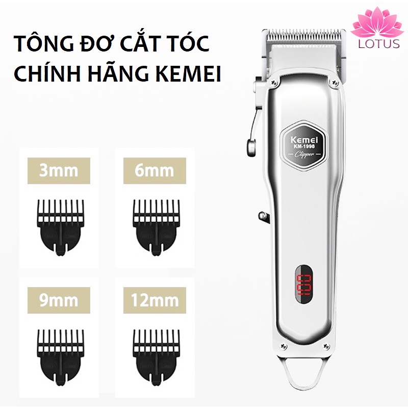 Tông đơ cắt tóc Kemei 1998, Lưỡi kép bằng thép không gỉ  - Hàng cao cấp bảo hành chính hãng  12 tháng