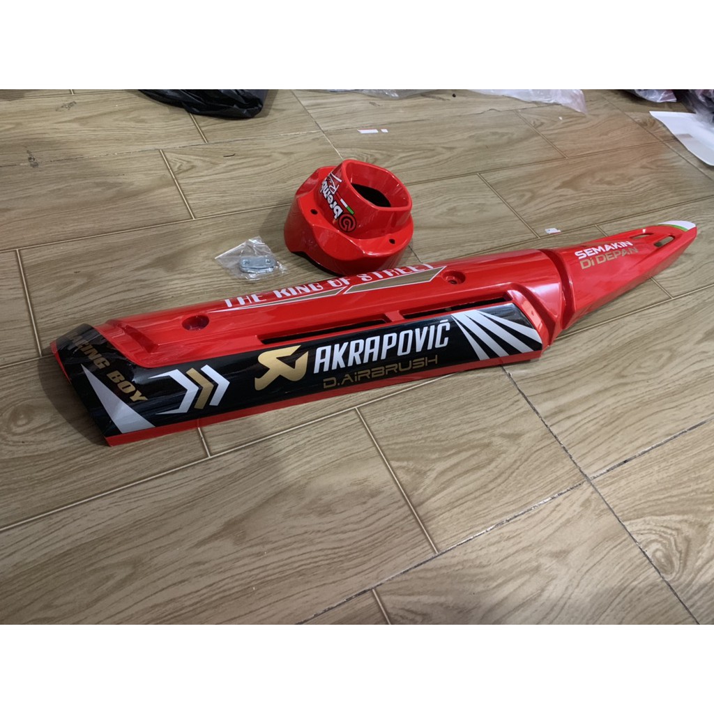 Ốp pô chụp đích pô xe exciter 150 mẫu mới màu đỏ tươi viền đen