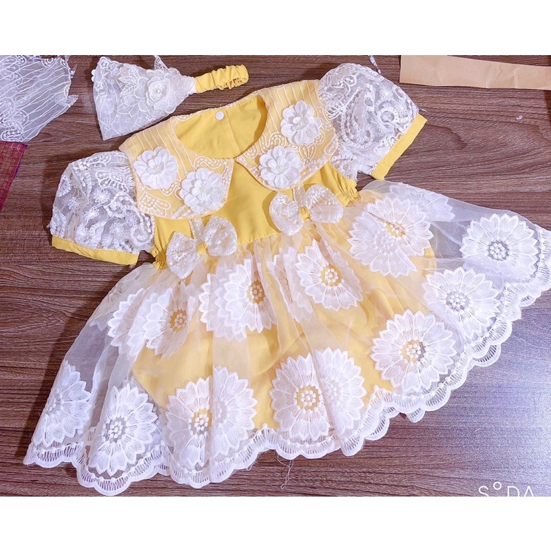 VÁY REN CÔNG CHÚA  BODY VÁY TẶNG MŨ XINH CHO BÉ ĐẦY THÁNG THÔI NÔI