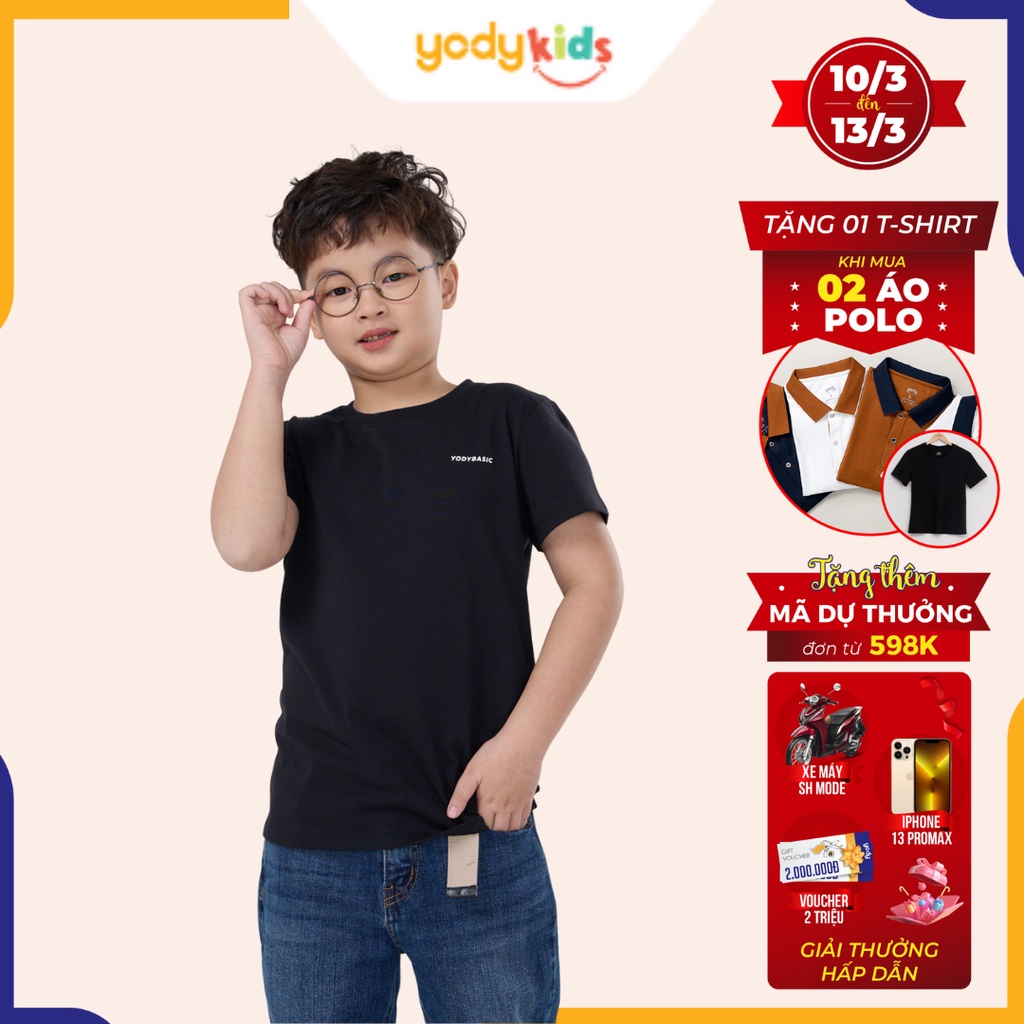 Áo thun trơn cho bé YODY basic phông tay ngắn, vải cotton co giãn, thoáng mát, mềm mịn TSK5117