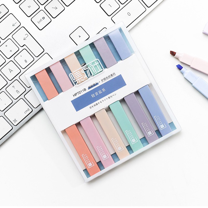 [Mã LIFEBOOK1 giảm 30K đơn 150K] Bộ Bút Highlight Morandi Màu Pastel Cream Color Mẫu Mới 2021