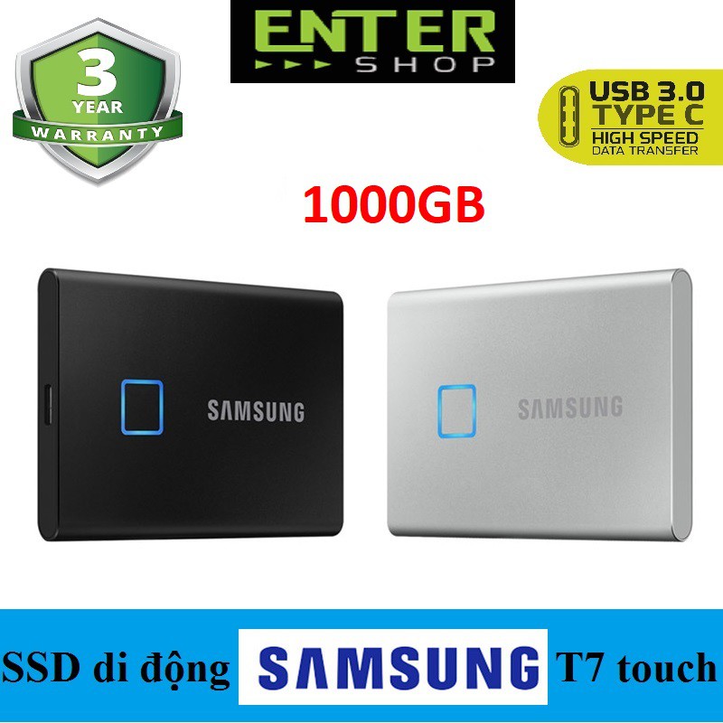 Ổ cứng di động Gắn ngoài SSD Samsung T7 Touch, No Touch 1TB - USB Type-C 3.2 - Bảo hành 3 năm | BigBuy360 - bigbuy360.vn