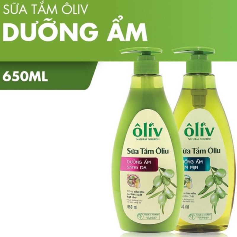 Sữa tắm Oliu dưỡng ẫm sáng da, dưỡng ẩm mềm mịn 650ml