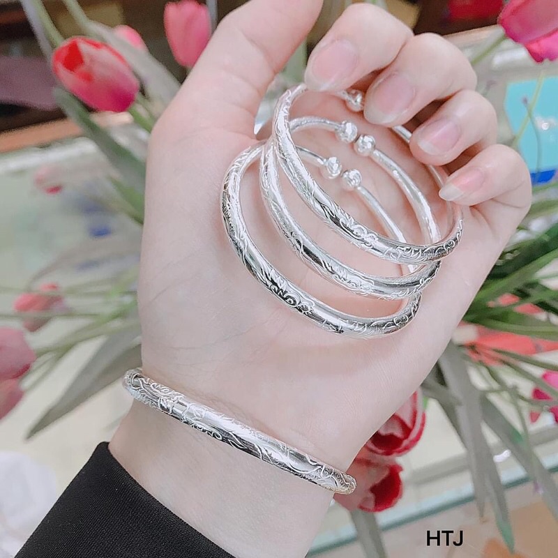 KIỀNG CỨNG CHẠM RỒNG CHO NỮ- BÀN CỨNG BẠC TA