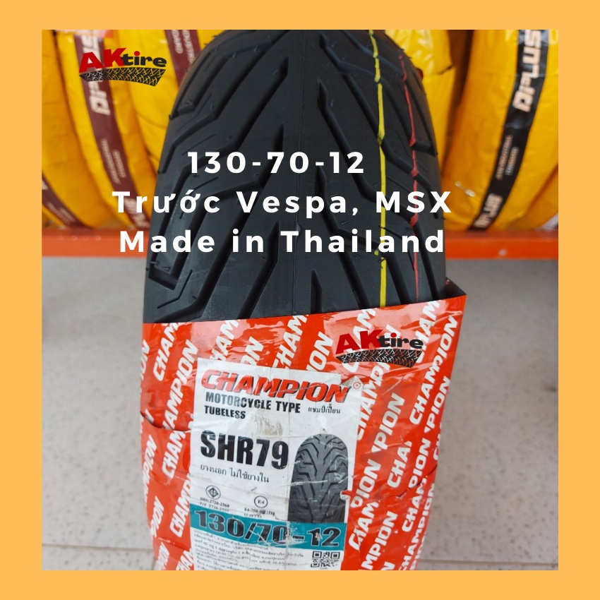 Vỏ xe CHAMPION 130/70-12 Dành cho Trước Vespa, MSX - NK Thái Lan