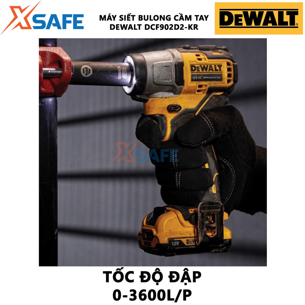Máy siết bu lông cầm tay DEWALT DCF902D2-KR Máy vặn bulong dùng pin hiệu thế pin 12V, động cơ không chổi than
