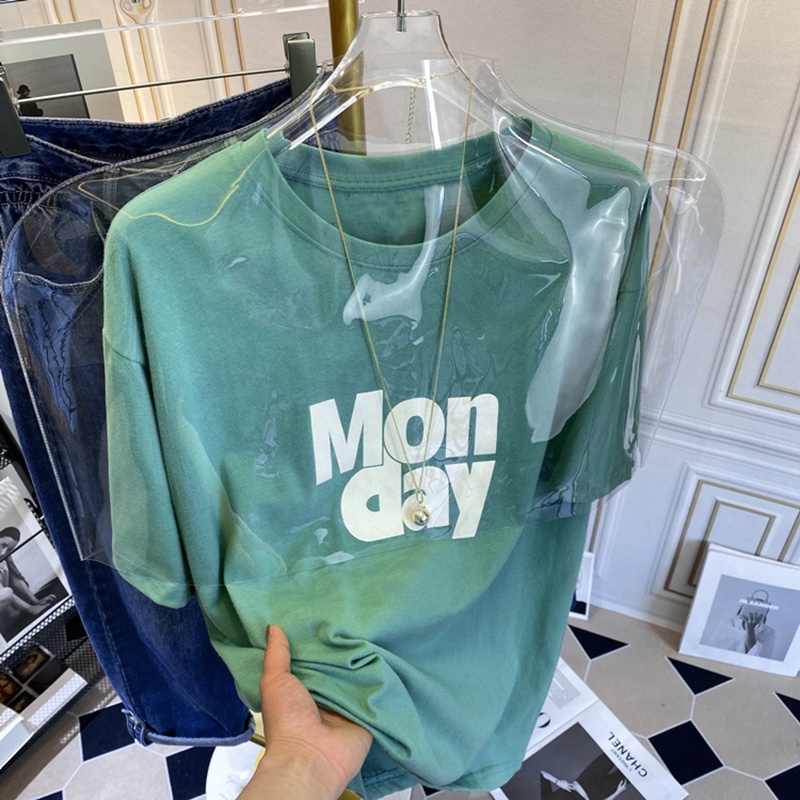 NRVP Áo thun tay ngắn cổ tròn 100% cotton thời trang phong cách Hàn Quốc cho nữ