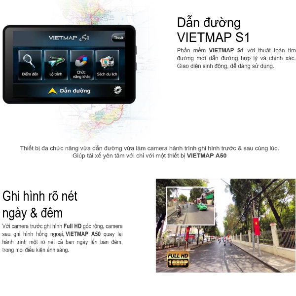 [Kèm Thẻ Nhớ 64Gb] Camera Hành Trình Vietmap A50