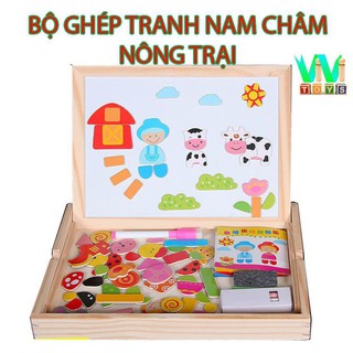 Bảng ghép 2 mặt nam châm cho bé