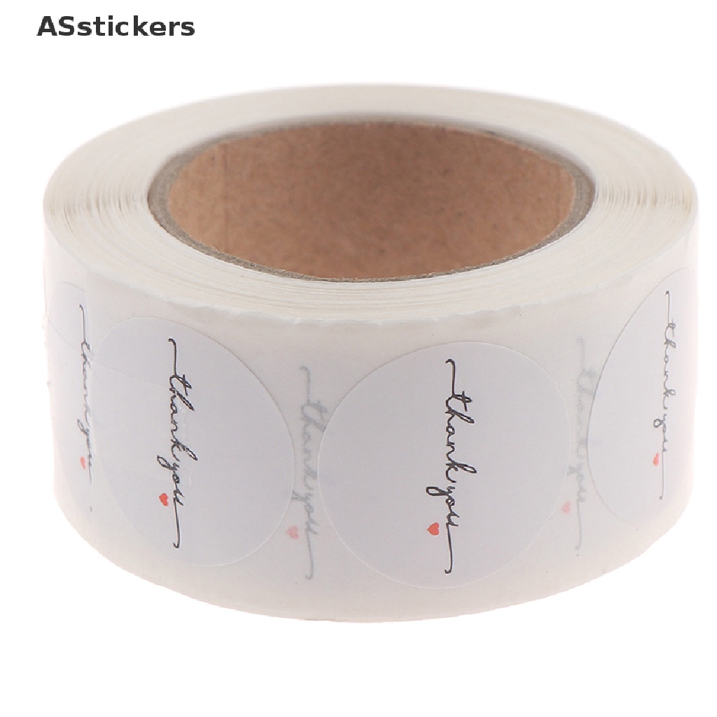Cuộn 500 Nhãn Dán Tròn 1 inch Màu Trắng In Chữ thank you Dùng Trang Trí Sổ Tay