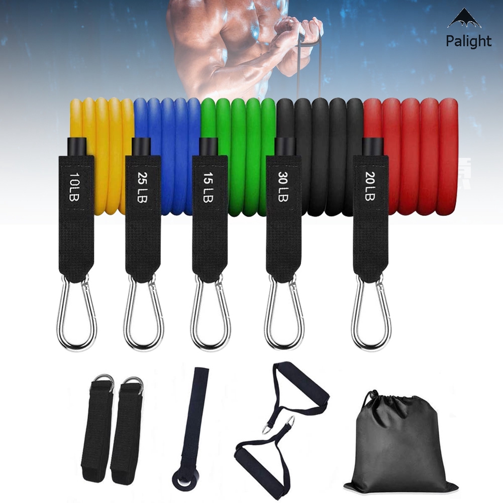 ✨PA✨ 11Pcs Training Resistance Bands Set Exercise Bands Door Anchor Handles Waterproof Carry Bag Legs Ankle Straps