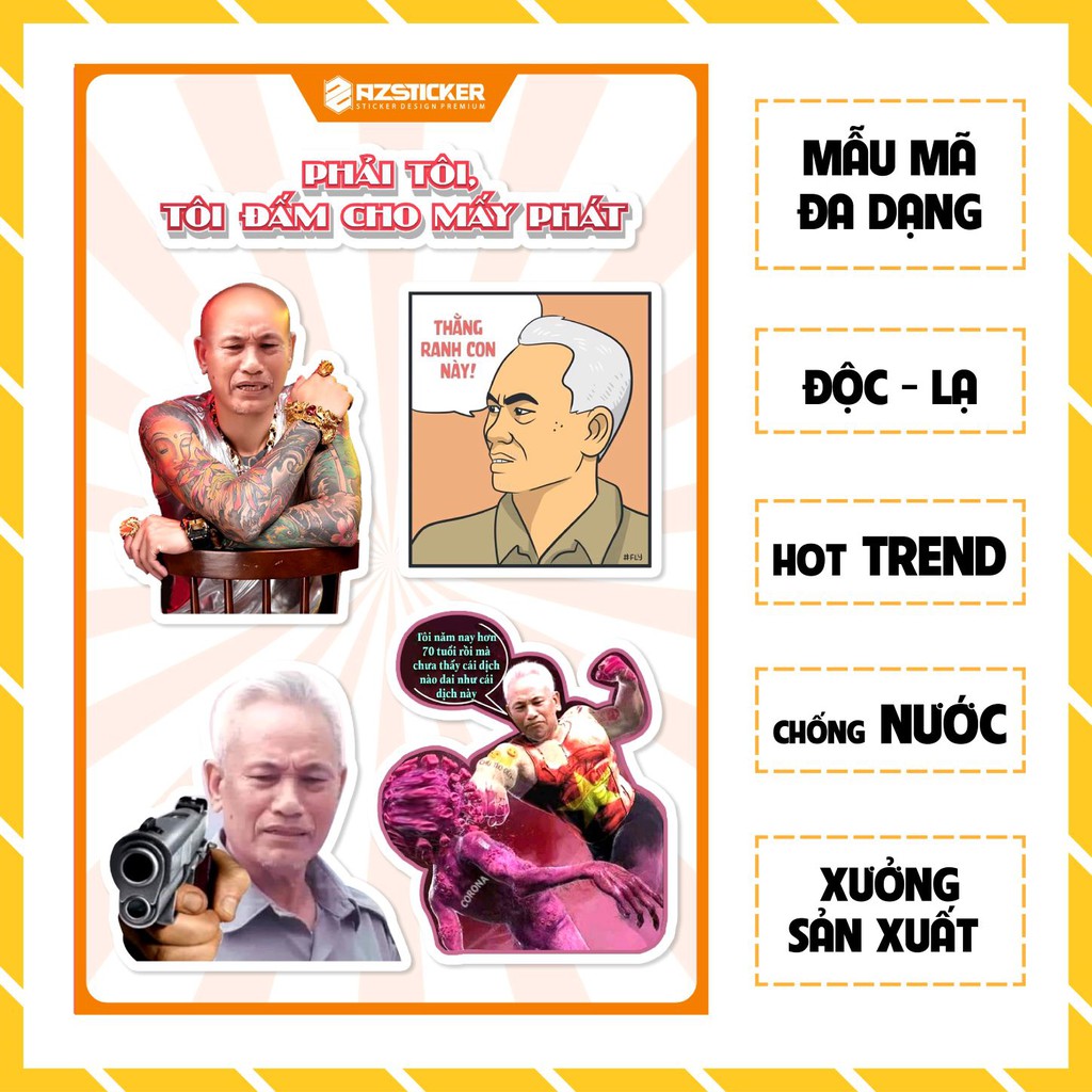 Sticker Meme Bác Đa - Hình Dán Điện Thoại Cắt Sẵn Chống Nước Set 5 Hình