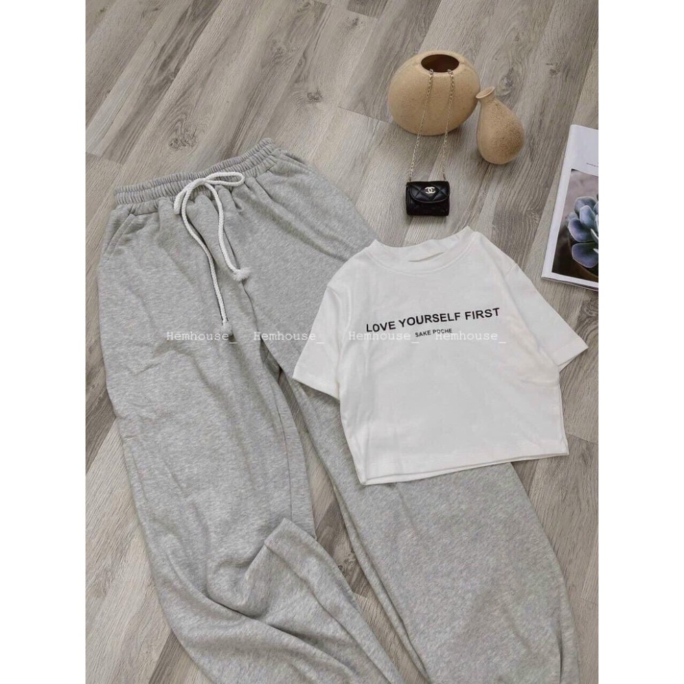 [ Qùa Tặng Dây Buộc Tóc Bạn Nhé] Set áo croptop ngắn phối quần bo gấu QC - Set bộ đồ giành cho nàng thích năng động | BigBuy360 - bigbuy360.vn