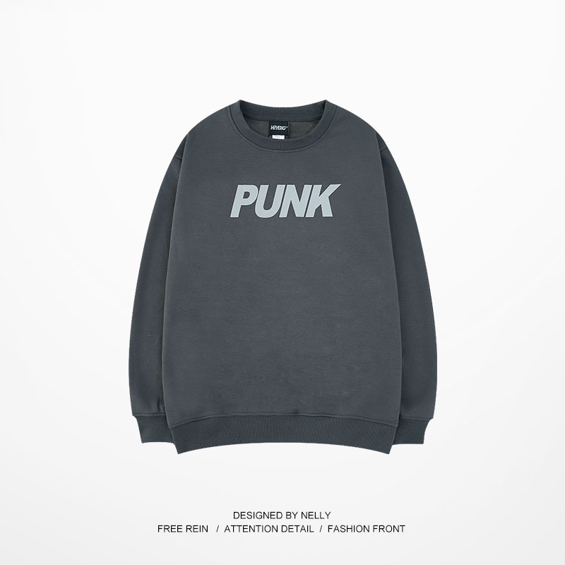 Áo sweater Nelly nỉ lót lông in hình "PUNK" áo nỉ