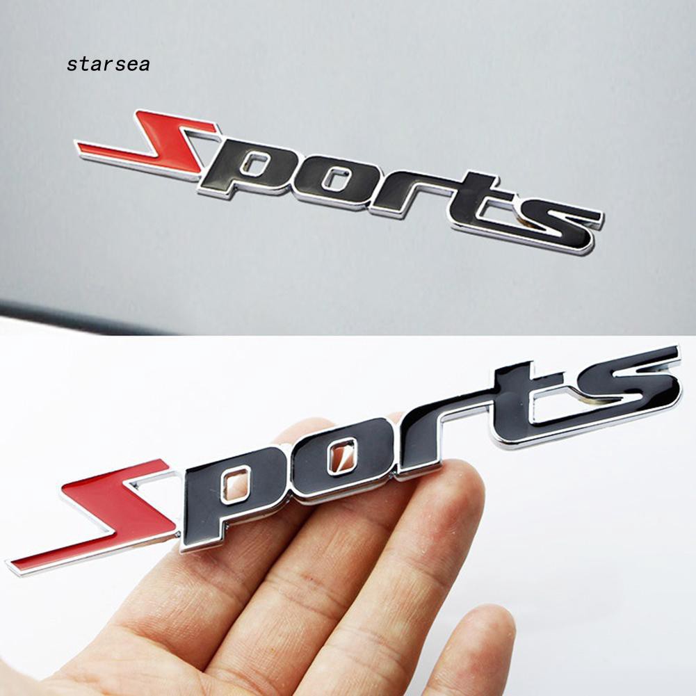 Logo 3D bằng kim loại chữ Sports dán xe hơi
