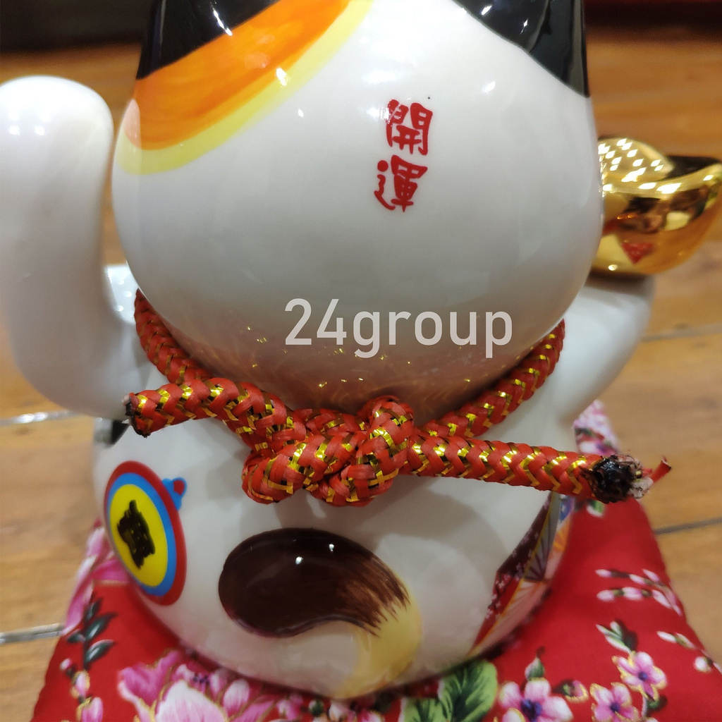 Mèo Thần Tài Vẫy Tay Phát Tài Phát Lộc Gốm Sứ Cao Cấp Kèm đệm đỏ Mèo may mắn vẫy tay chiêu tài phát lộc Maneki Neko