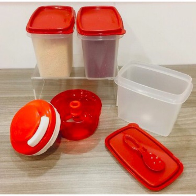 Bộ 3 hộp gia vị và máy xay Turbo Chopper Tuppẻware