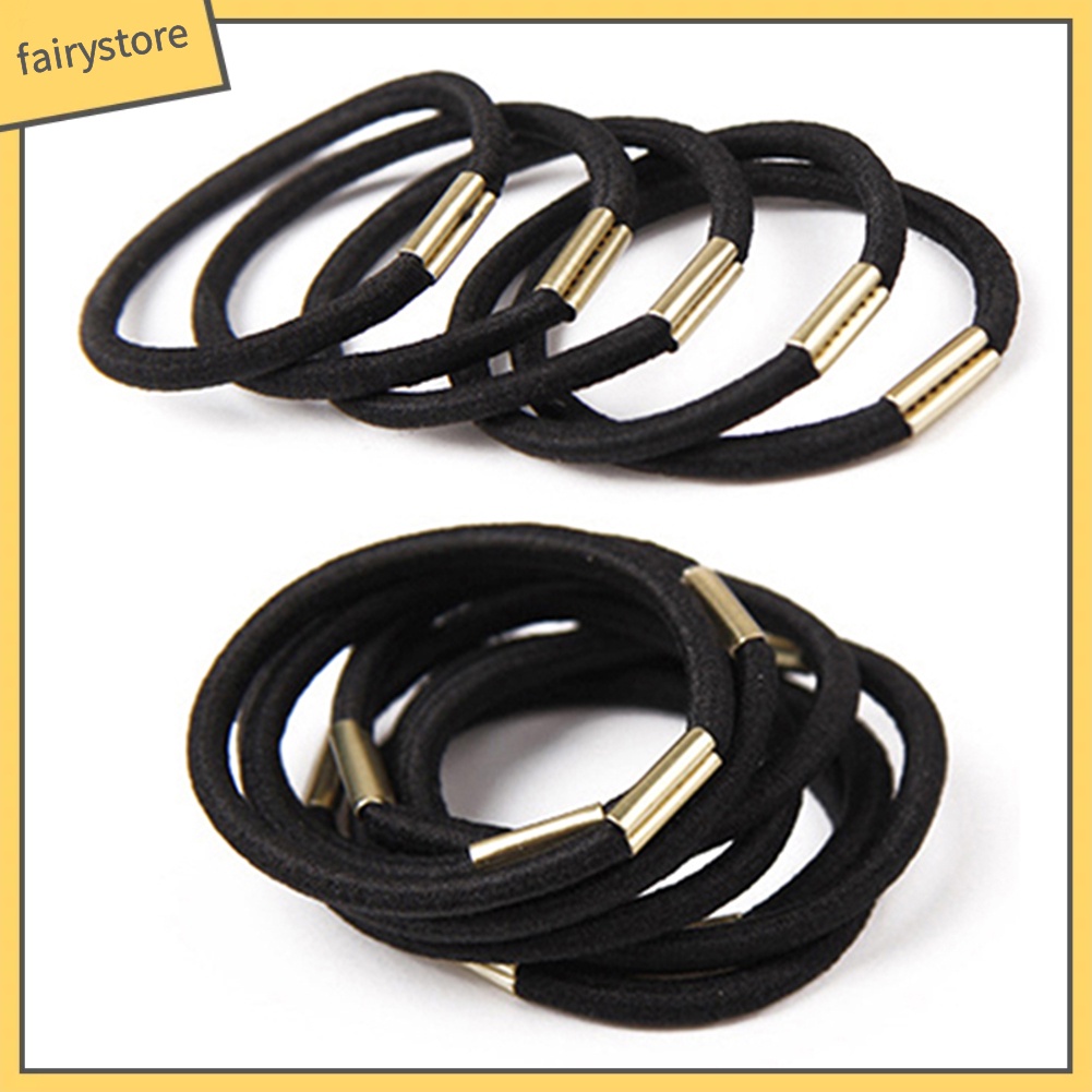 Set 10 dây cột tóc co giãn màu đen cho nữ