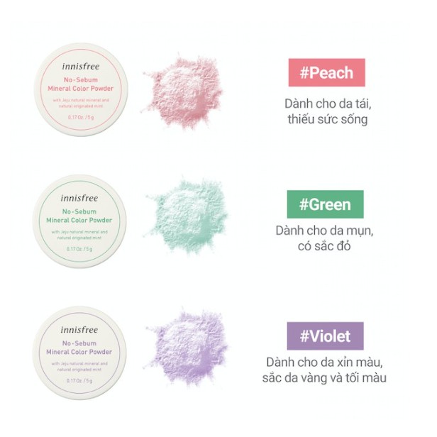 Phấn phủ kiềm dầu dạng bột khoáng có màu [innisfree] No Sebum Mineral Color Powder 5g