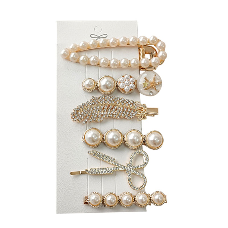 Kẹp tóc kim loại đính ngọc trai nhân tạo thanh lịch cho nữ