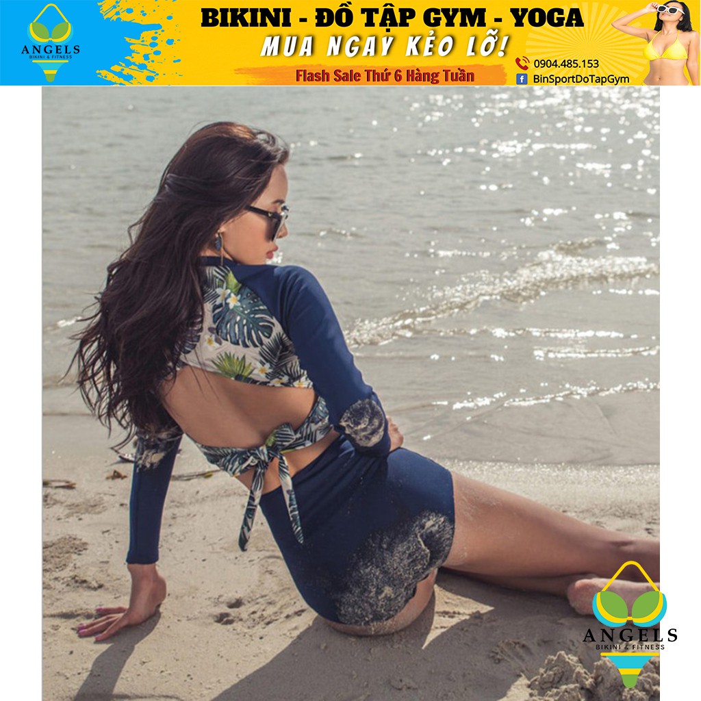 Bikini,Bộ Đồ Bơi Hoa 2 Mảnh Dài Tay , Hàng Nhập đủ size M L XL,BHN009 | BigBuy360 - bigbuy360.vn