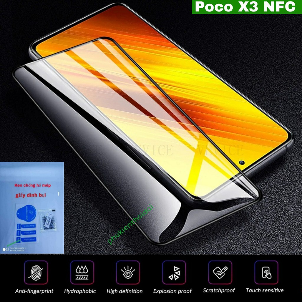Cường lực Poco X3 NFC / X3 Pro / Poco F3 / Poco F4 Full màn viền mỏng chất đẹp cao cấp