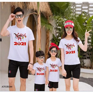 Áo thun gia đình in họa tiết cành đào 2021 mẫu mới nhất - atgd244
