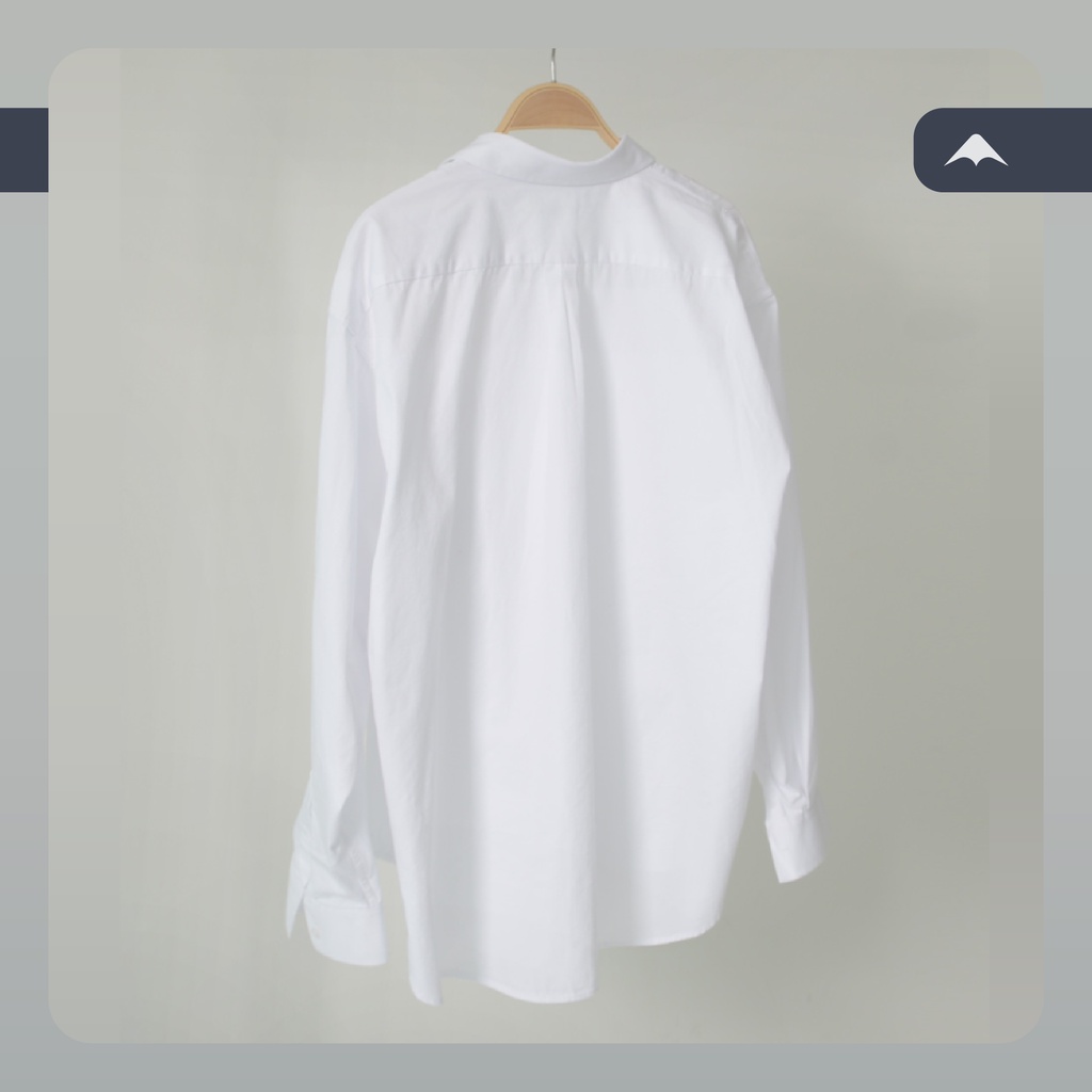 Áo sơ mi trắng form rộng Tommy MARTIAN Hàn quốc unisex cổ bẻ dài tay trắng trơn basic oversize nam nữ SM022 | BigBuy360 - bigbuy360.vn