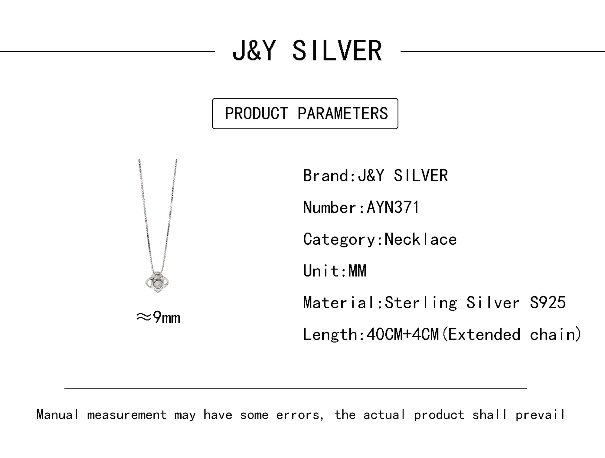 ✨J&Y SILVER✨【In Stock】100% Sterling Silver S925 Necklace Single zirconium Four leaf clover shape Korean fashion Jewelry Gift allergy free 09