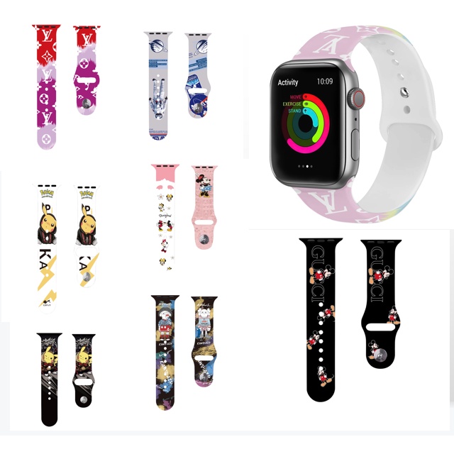 Dây Đeo Bằng Silicon Hình Minnie Và Pikachu Dễ Thương Cho Đồng Hồ Apple Watch Series 7/6/SE/5/4/3/2/1 38-45mm