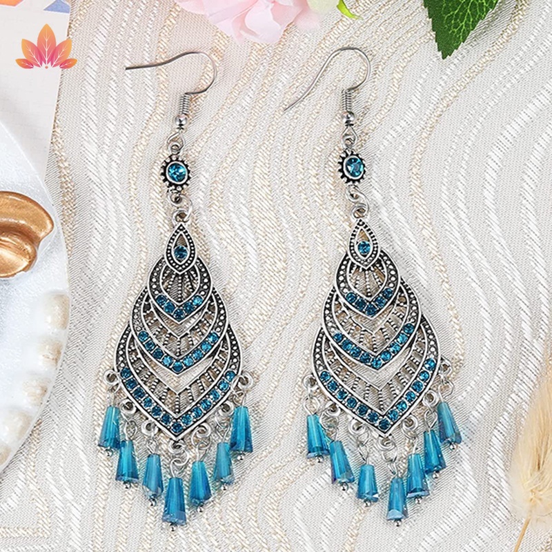 Khuyên Tai Tua Rua Dài Nhiều Lớp Bằng Hợp Kim Phong Cách Trung Hoa Cổ Điển JP5