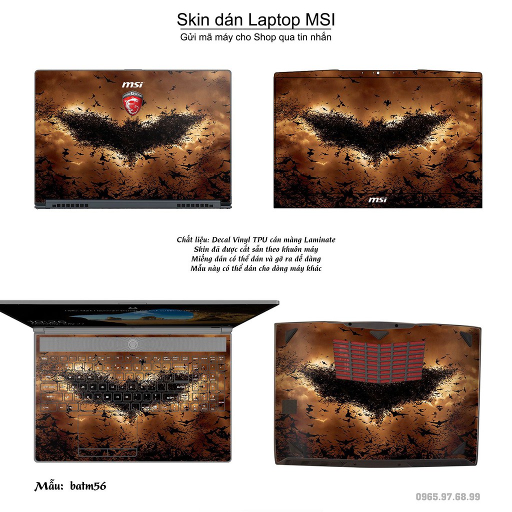 Skin dán Laptop MSI in hình Người dơi _nhiều mẫu 3 (inbox mã máy cho Shop)