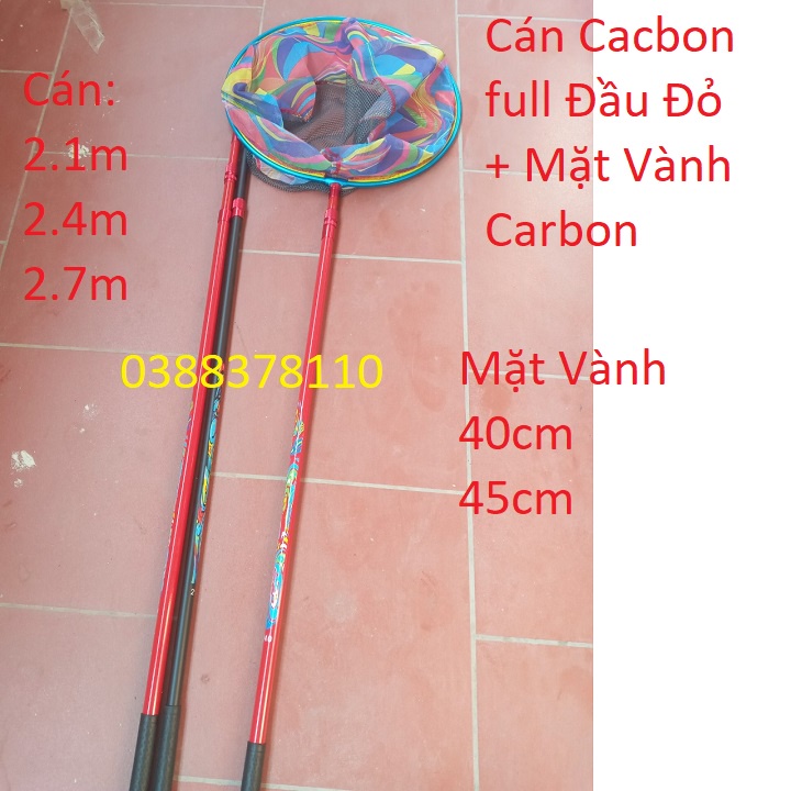 Cán Cacbon full Đầu Đỏ Và Mặt Vành Carbon