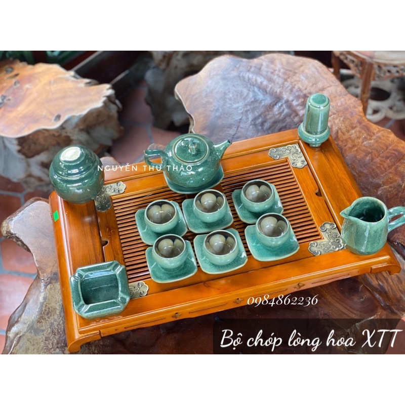Bộ ấm chén Bát Tràng men hoả biến thiên thanh - Bộ trà Bát Tràng- GỐM BÁT TRÀNG