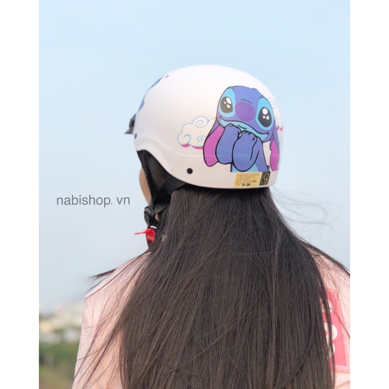 Mũ bảo hiểm couple Stitch dễ thương xĩu Up xĩu Down ☺️ - Hàng cao cấp, sắc nét từng chi tiết