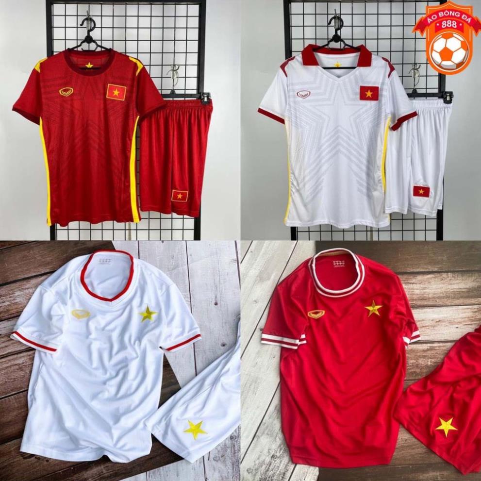 Áo Bóng Đá, Áo Đá Banh Đội Tuyển Việt Nam - Chuần Mẫu Thi Đấu - Vải Polyester Gai Thái Cao Cấp ! ,