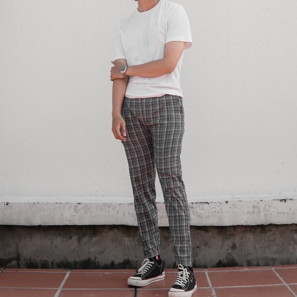 Quần Baggy Nam Nữ Kẻ Caro  Ống Suông Unisex - Quần kaki ống rộng suông vải kẻ caro