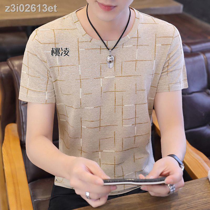 Mùa hè mới của nam giới áo thun mỏng dài tay cổ chữ V len băng lụa nhỏ sơ mi ngắn quần hàng đầu