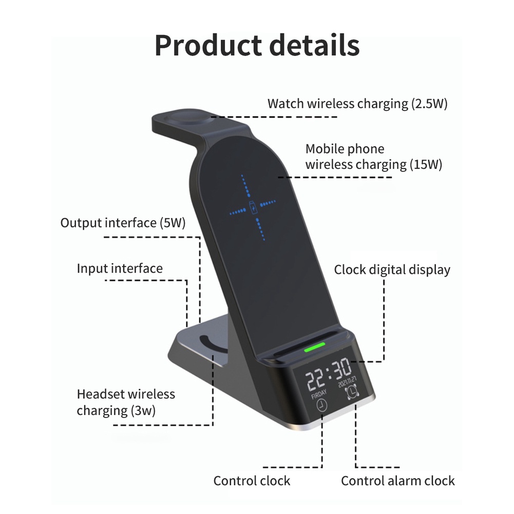 Cáp SạC Nhanh Không Dây Đa Năng H36 15W Cho ĐồNg Hồ Apple Watch AirPods 3 IPhone13