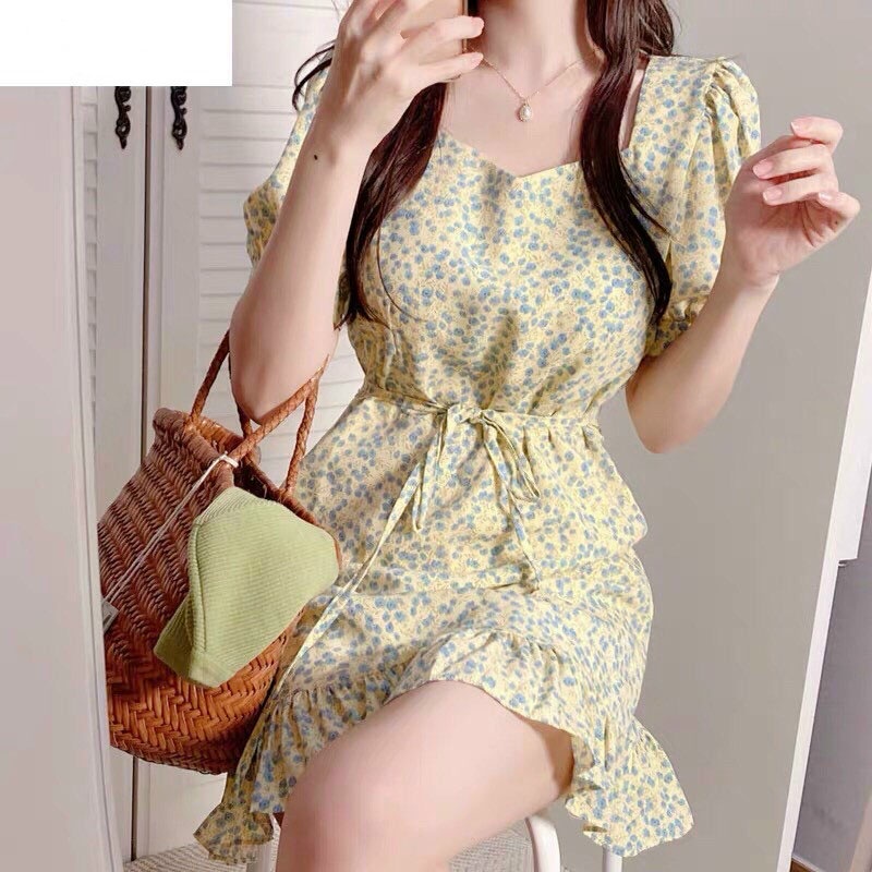 Đầm váy hoa mai (Vàng, Đen) dáng bèo đuôi cá siêu xinh, cuốn hút mọi ánh nhìn-3